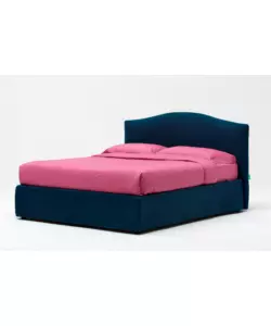 Letto matrimoniale 'hill' blu con rete e contenitore, 160x190 cm